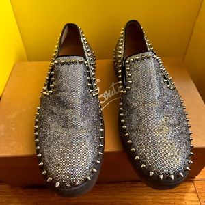 Christian Louboutin pik Boat flat glitter disco sneakers.